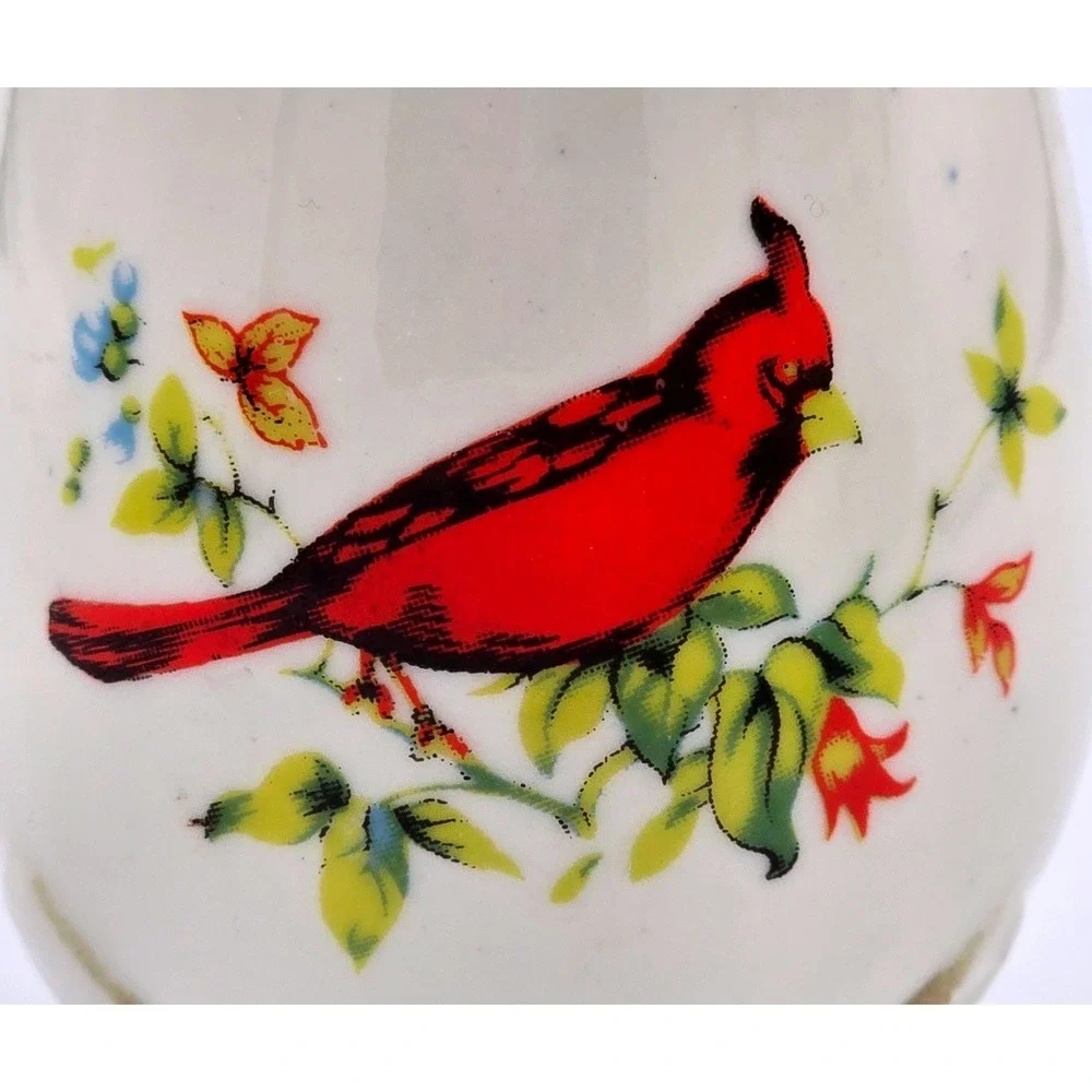 3-Footed Cardinal Ceramic Egg‎ Shaped Scalloped Rim Planter Vase Cup 3